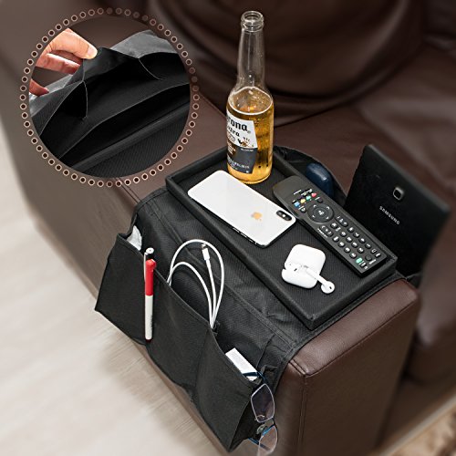 TV Remote Control Holder & Armrest Organizer Sofa Couch Arm Tray and