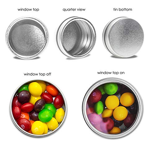 Mimi Pack 24 Pack Tins 8 oz Shallow Round Tins with Clear Window Lids