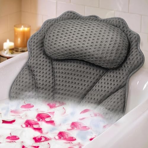 Bath Pillow RUVINCE Ergonomic Luxury Bathtub Pillow with Head,Neck, Shoulder and Back Support, 6D Bath Pillows for tub with 6 Powerful Suction Cups, Fits All Bathtub