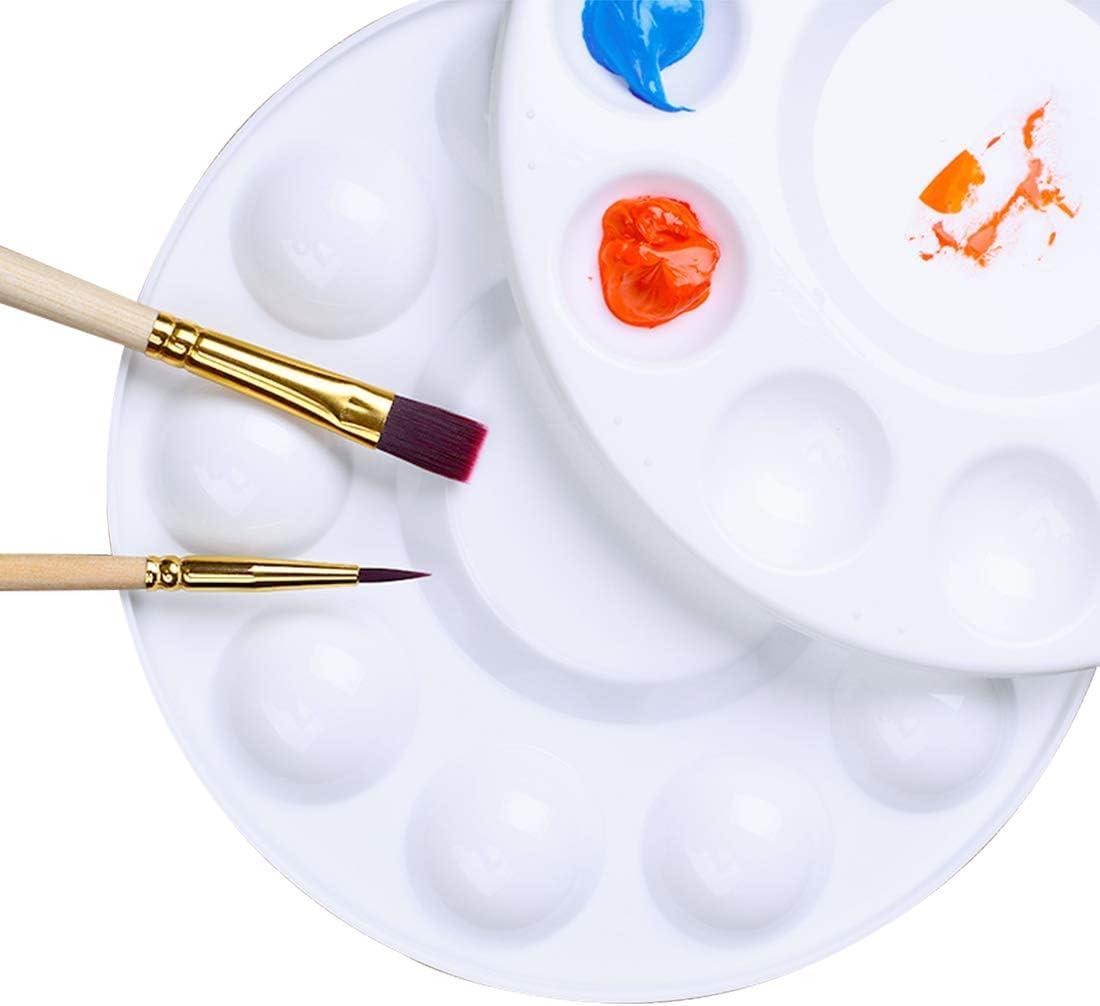 Lawei 24 Pcs Paint Palette Tray Plastic 10 Well Round Watercolor Painting Palettes for DIY Craft Artist Professional Art Painting - Image 5