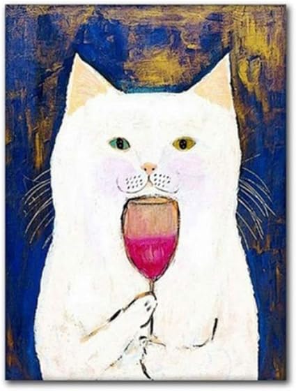Photos Blanc Chats Gout Rouge Vin Simple Bande Dessinee Toile Affiche Mur Art Peinture Decoration De La Maison 40x60 Cm Encadree Blanc Amazon Fr Cuisine Maison