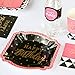 Big Dot of Happiness Chic Happy Birthday - Pink, Black with Gold Foil - Party Tableware Plates, Cups, Napkins - Bundle for 16