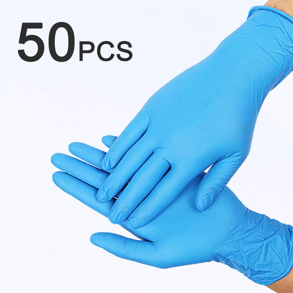50Pcs Disposable Gloves, Disposable Nitrile Rubber Glove Medical Surgical Gloves Powder Free Protective Gloves for Food, Medical, Laboratory, Kitchen, Dishwashing, Garden, Examination, Large