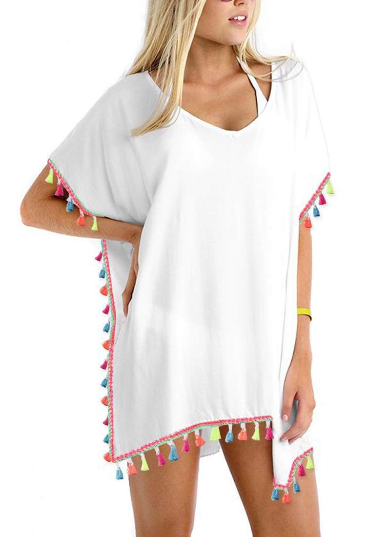GDKEYWomen Chiffon Tassel Swimsuit Bathing Suit Bikini Stylish Beach Cover up
