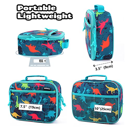 MORIOX Dino Kids Lunch Box Soft Insulated Bag Mini Cooler Back to School Daycare Dinosaur Thermal Meal Tote Kit for Boys Girls Toddlers, Blue
