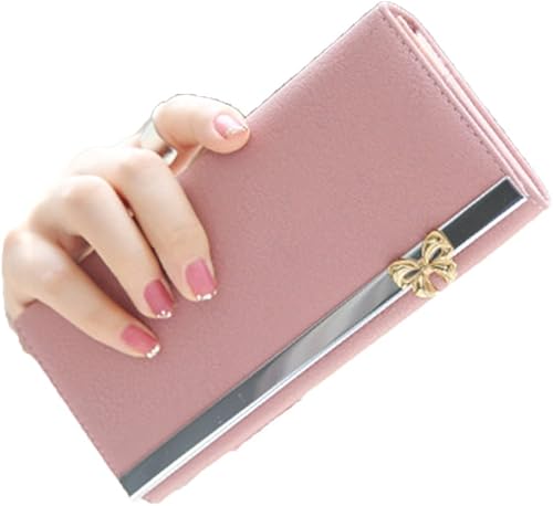 Amazon リボン アクセント かぶせ がま口 蛇腹 大容量 大人 シック キュート かわいい レディース ロング ウォレット 長財布 スモーキーピンク Pine Peach55 財布
