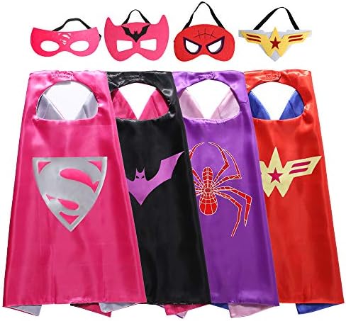 Zaleny Superhero Dress up Costumes Capes and Masks for Girls Pink