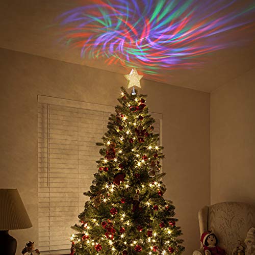 Lighted Christmas Tree Topper Star YUNLIGHTS Christmas Tree Star with LED Rotating Wave