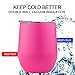 DOKIO 12 oz Pink Sippy Wine Glass Bridesmaid Cup Tumbler Mug Stemless Stainless Steel Double Wall Vacuum Insulated With Crystal Clear Lid For Ice Hot Drink Coffee Champagne Cocktails