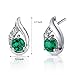 Peora Simulated Emerald Stud Earrings for Women 925 Sterling Silver, 1 Carat total Round Shape 5mm, Friction Backs, Green Earrings, May Birthstone