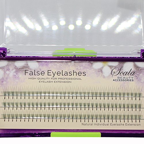 Scala Thickness 0.1mm C Curl 3 Root 105PCS Individual Lashes Black False Eyelash Natural Long Cluster Extension Makeup Beauty Health Makeup Fake Eyelashes (8mm)