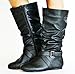 Twisted Women's Shelly Faux Leather Mid-Calf Scrunch Boot with Side Buckle