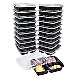 Green Direct 3 Compartment Meal Prep containers/Large Food Container with Lid/Bento Box, Microwaveable, Freezer & Dishwasher Safe, Pack of 10