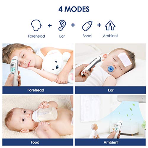 LIUMY Medical Forehead and Ear, Baby Thermometer, 5-in-1 Digital Infrared Thermometer for Fever, Suitable for Infant, Children, Adults, Elders with Fever Indicator - Thumbnail 3