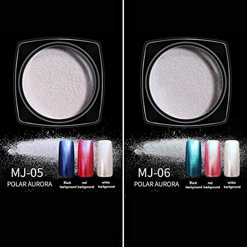 Chrome Nail Powder Kit, 2 Jar Pearl Powder Mirror Effect Chrome Nail Powder Metallic Nail Manicure Pigment (Top-grade)
