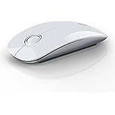 RAPIQUE Bluetooth Wireless Mouse - (BT5.1+USB) Slim Dual Mode Computer Mice with Quiet Click, Low Power, and 1600 DPI, Portable Cordless for MacBook, Laptop, iPad Pro/Air, Chromebook (White)
