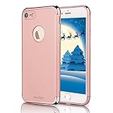 iPhone 8 Case, iPhone 7 Case, AnsTOP 3 In 1 Ultra Thin and Slim Anti-Scratch Protective Hard Case Coated Non Slip Matte Surface with Electroplate Frame for Apple iPhone 7-Rose Gold