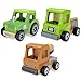Wooden Wheels Tough Jobs Pack: Natural Beech Wood Tractor, Pickup Truck, and Cement Mixer
