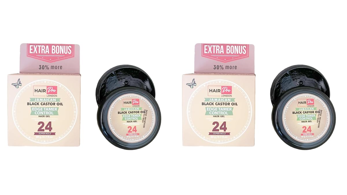 HAIR PRO JAMAICAN BLACK CASTOR OIL EDGE CONTROL GEL SUPER HOLD BONUS SIZE 2 x 80G