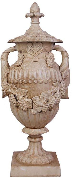 Casa Padrino Baroque Cast Iron Urn Vase With Lid Antique White 38