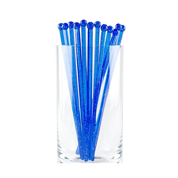 Patriotic USA Glitter Swizzle Sticks, 25 Red Blue Plastic Cocktail