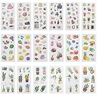 Tongnian Art Planner Stickers Set (36 Sheets/400+) Cactus Coffee Fruit Green Plant Planner Stickers for Scrapbooking, Calendars, Arts, Kids DIY Crafts, Album, Bullet Journals