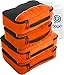 4 Travel Packing Cubes For Luggage Organizer / Suitcase + 6 Toiletry and Laundry Organizers (2_Large+2_Medium, Orange)