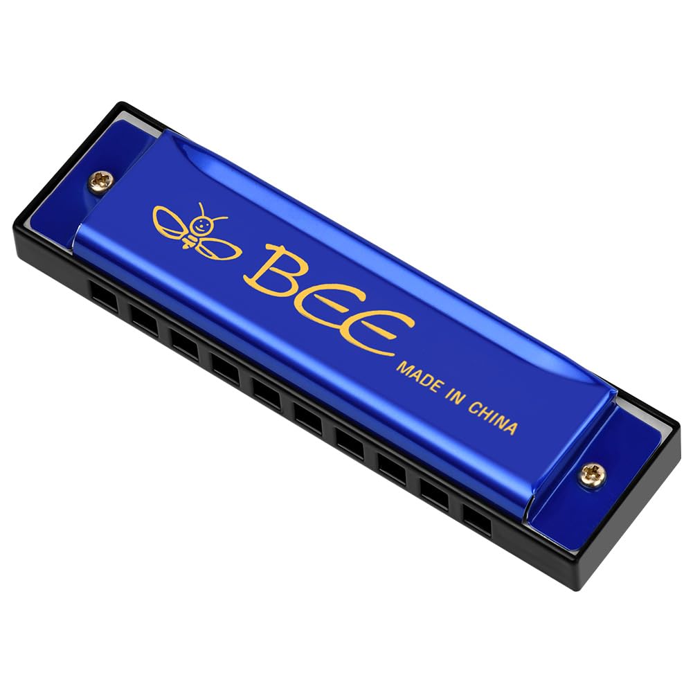 OFFCUP Blues Harmonica - 10 Holes 20 Tunes Diatonic Key of C Mouth Organ - Perfect Music Gift for Beginner Adults Kids (Blue)