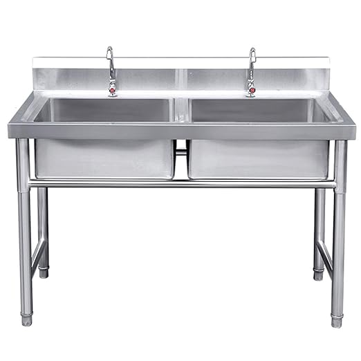 fregadero de acero inoxidable con patas