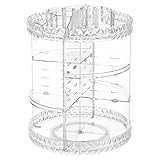 SONGMICS Large Makeup Organizer 360 Degree Rotating Cosmetic Storage Countertop with Adjustable Shelves, for Brushes Lipsticks Cleaners, Clear UJMU15T