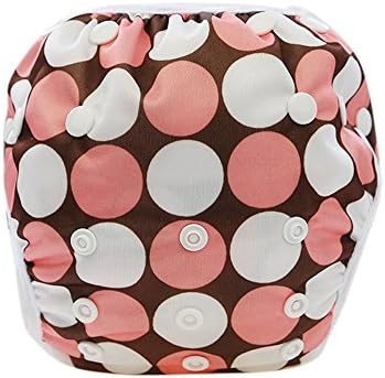 Cideros Waterproof Reusable Swim Diaper One Size Nappy for Babies Infants Leakproof Swimming Shorts Breathable Knitted Fabric Watersport Swimwear (Pink Dots)