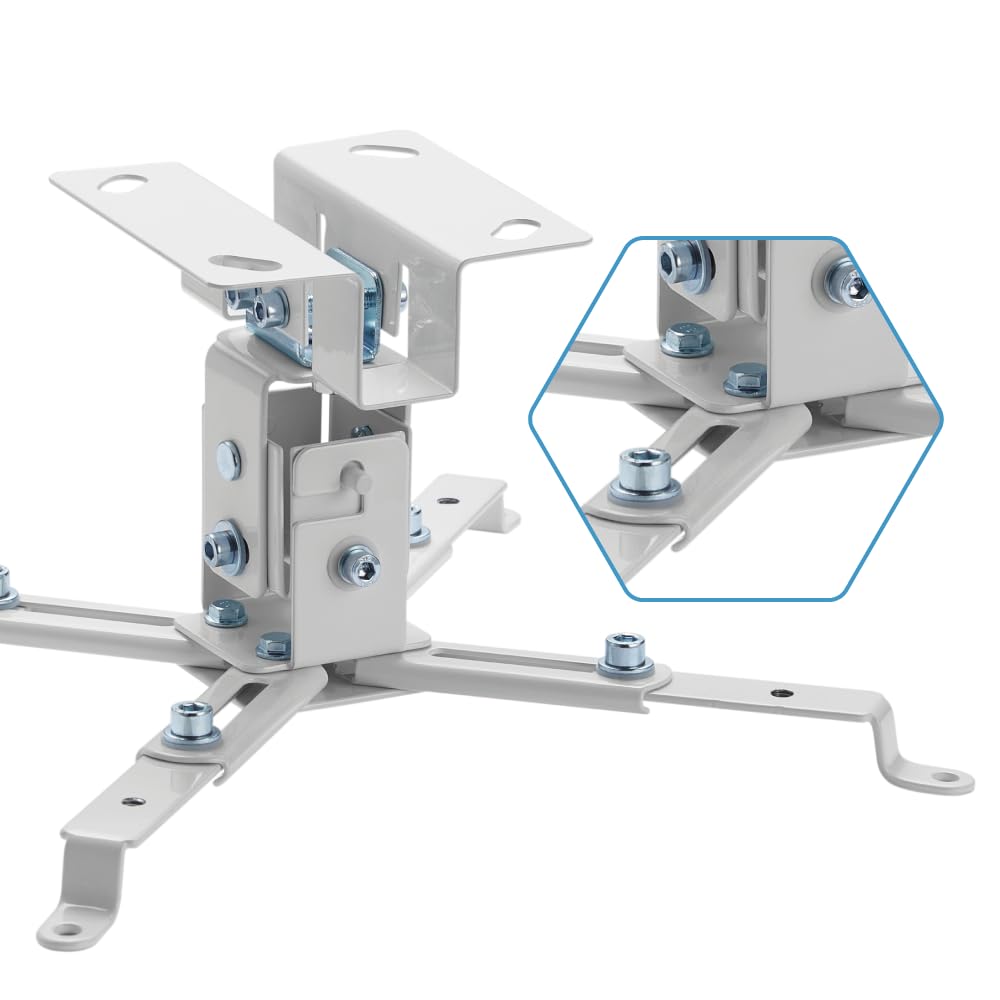 iggual Universal Ceiling Mount for Projectors SPT01 – Articulatable: Allows Tilt and Swivel, Distance to Ceiling 130 mm, White (Maximum Weight Supported up to 20 kg)
