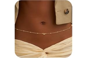 CHESKY Gold Waist Chain, Dainty Body Chain Jewelry for Women Non Tarnish Adjustable Waterproof Belly Chain Sexy Waist Beads f