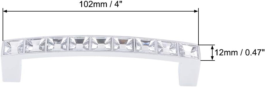sourcing map Cabinet Pulls Drawer Handles 96mm Hole Centers Alloy Crystal with Screws 6Pcs, Silver - Image 3