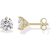 PAVOI 14K Gold Plated 925 Sterling Silver Cubic Zirconia Stud Earrings for Women - Simulated Diamond CZ Earrings