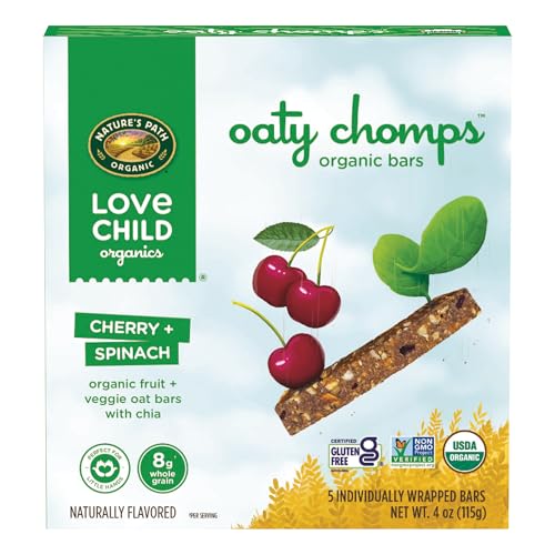 Love Child Organics Oaty Chomps Cherry + Spinach Snack Bars, 4 oz (Pack of 1),…