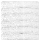 WhiteBasics Cotton Bath Towels for Hotel-Spa-Pool-Gym-Bathroom - Super Soft Absorbent Ringspun Towels- 6 Pack - White - 22x44 Inch