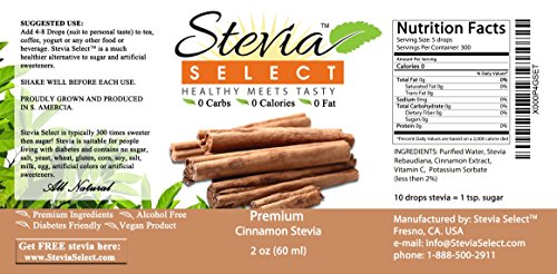 Stevia Drops-Stevia Select-Liquid Stevia Cinnamon-Sugar Free Sweet Drops-Natural Sweetener Extracted From the Sweet Leaf-No Artificial Sweeteners-2 Oz. Stevia Flavor - Best Stevia Liquid Guaranteed! - Thumbnail 2