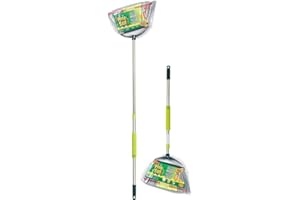 Pine-Sol Indoor Jumbo Broom with Long, Stainless Steel Collapsible Handle for Easy Storage, Heavy Duty Angle Bristles for Woo