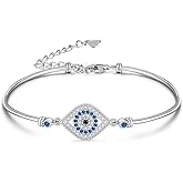 Evil Eye Bracelets Greek Blue Evil Eye Bracelet for Women Bangle 925 Sterling Silver Jewelry Protection Amulet Charm Turkish