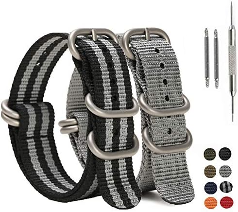 SIMCOLOR Zulu Nylon Watch Bands,2 Pack Nylon Replacement Watch Straps with Heavy Duty Buckle 18mm 20mm 22mm or 24mm