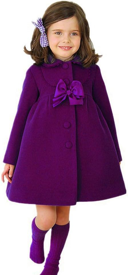 Zerototens Baby Girls Coat,1-6 Years Old Toddler Kids Outwear Infant Girls Autumn Winter Long Sleeve Bowknot Cloak Jacket Overcoat Children Thick Warm Trench