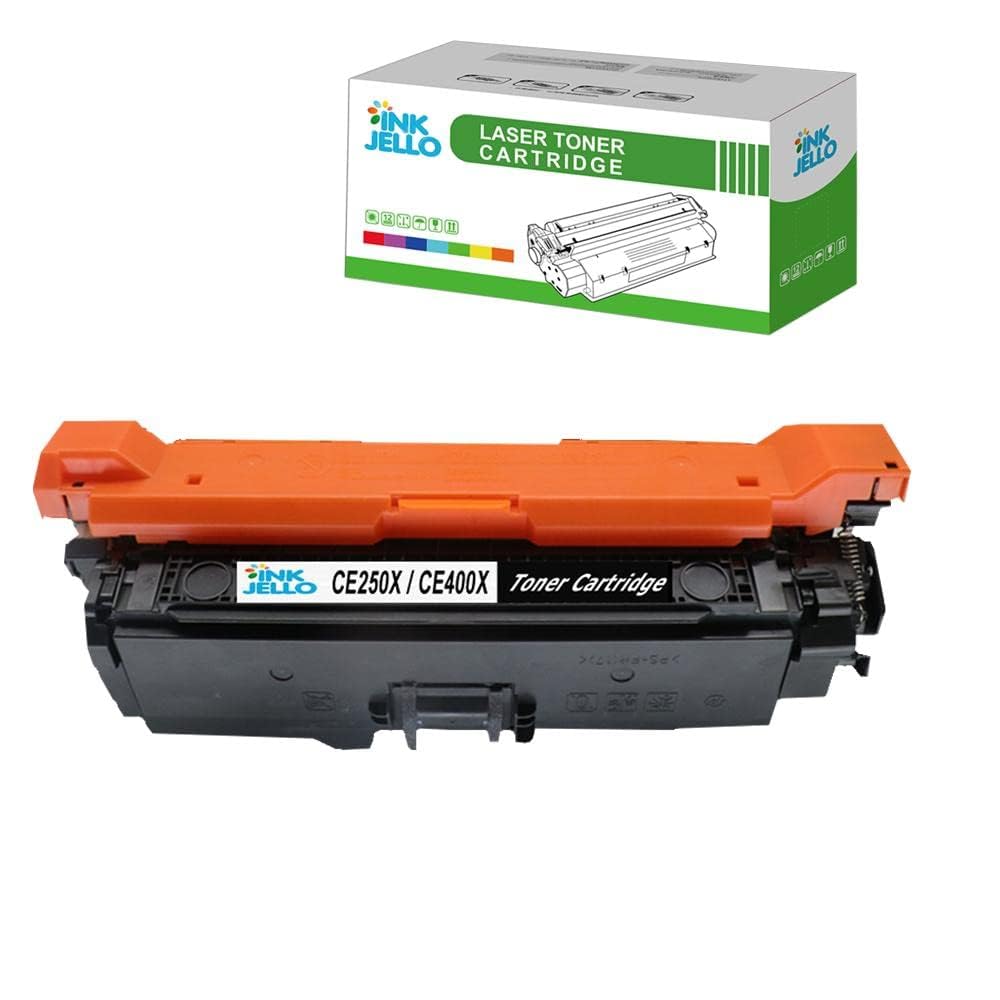 InkJello Toner Cartridge For Printer, Compatibile with HP Colour LaserJet CM3530 CM3530fs CP3520 CP3525 CP3525dn CP3525n CP3525x CE250X (Black, 1-Pack)