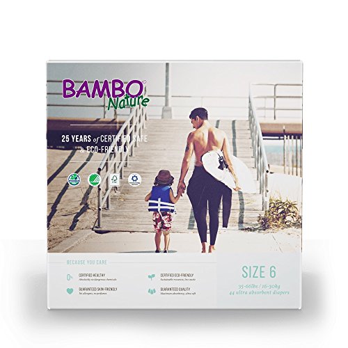 Bambo Nature Eco Friendly Baby Diapers Classic for Sensitive Skin, Size 6 , 22 Count, Pack of 2