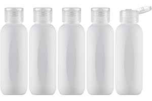 owlyee 3.4 oz Travel Bottles for Toiletries, Empty Plastic Shampoo Bottle (5PCS) Small Size Container Tsa Approved (100ml, White)