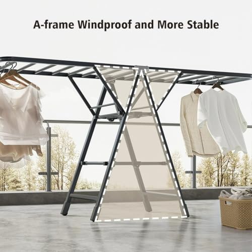 Foldable Clothes Drying Rack, 3 Tier Laundry Dry Rack Height Adjustable Clothes Hanger Stand Drying Racks, Carbon Steel Laundry Drying Rack Stand for Sheets Towels (180cm)