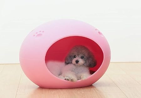 pink plastic dog bed