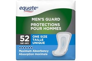 Equate Men's Maximum Absorbency Incontinence Guards, White, One Size Fits Most, 52 Count