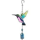 Wind Chimes Hummingbird, Garden Small Wind Chime for Home, Party, Festival Decor, Glass Garden Valentines Day Gift Decoration Indoor/Outdoor, Lifelike Hummingbird Bell Deep Tone Style