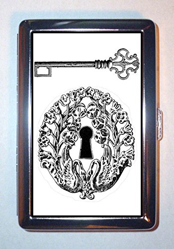 Victorian lock and key; antique graphic art: id wallet …